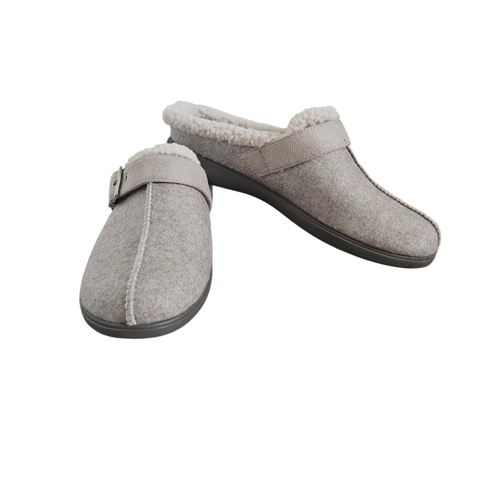 Bzees Eternity Women Oatmeal Felt Faux Fur Lined Clog Mules Size 9.5M